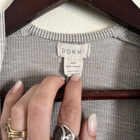 Anthropologie DONNI Ribbed Lightweight Pocket Sweater Coat Cardigan, Grey- O/S - Picture 4 of 9